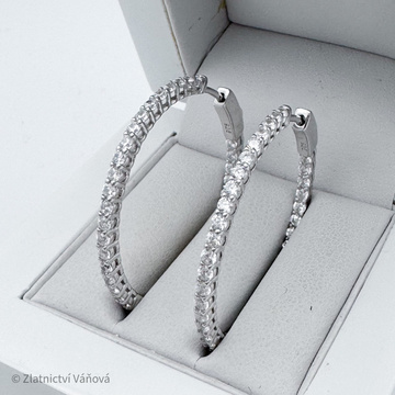 Stříbrné náušnice kruhy zirknové 35mm